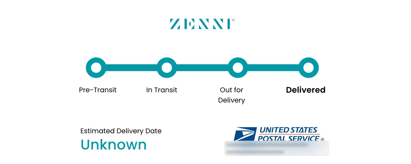 The legacy carrier tracking page: a Pre-Transit, In Transit, Out for Delivery, Delivered tracker with Delivered active, and Estimated Delivery Date: Unknown.